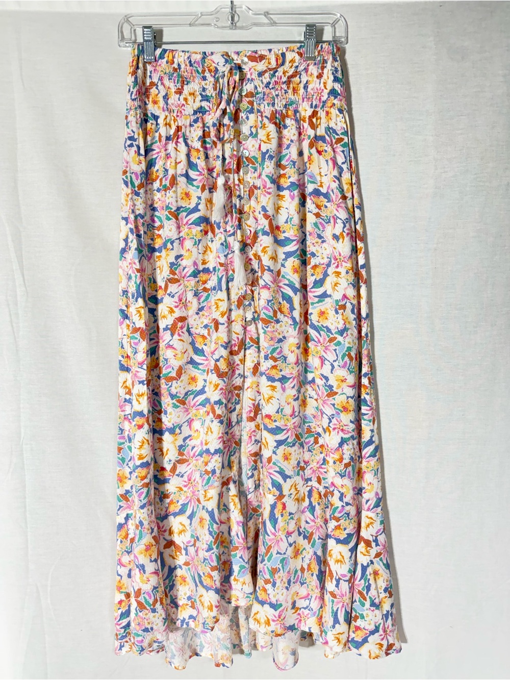 Cynthia Rowley Multicolor Floral Smocked waist Maxi Skirt Size Small
